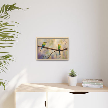 Twin Motmot Abstract Framed Canvas Print