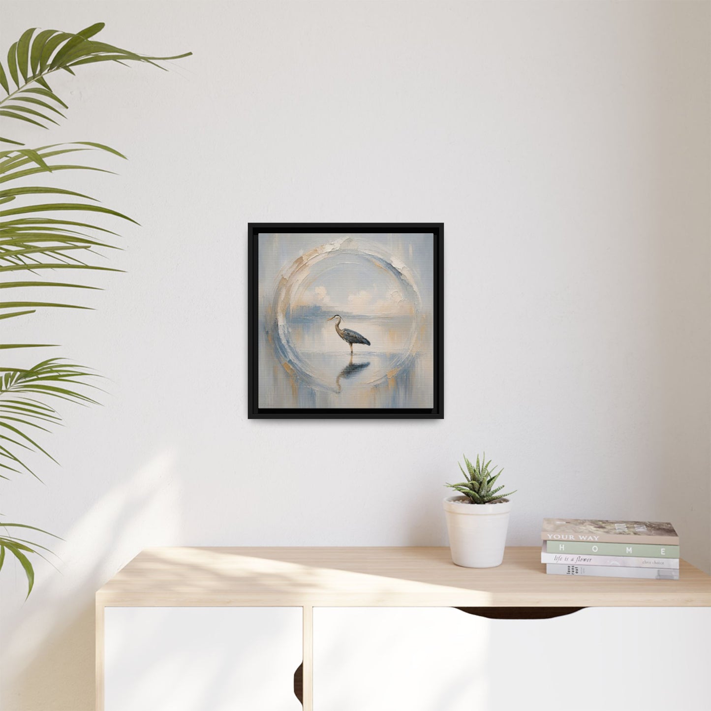 Great Blue Heron Abstract Framed Canvas Print