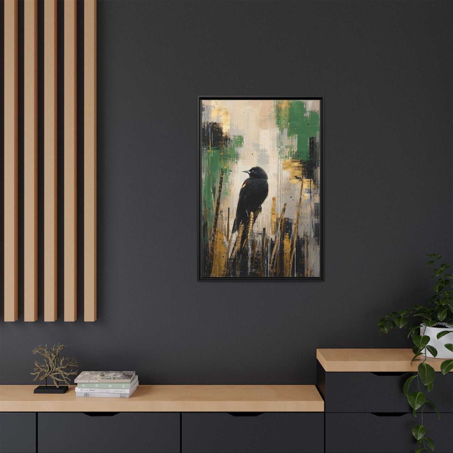 Blackbird Abstract Framed Canvas Print