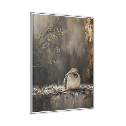 Dove in Shadow Abstract Framed Canvas Print
