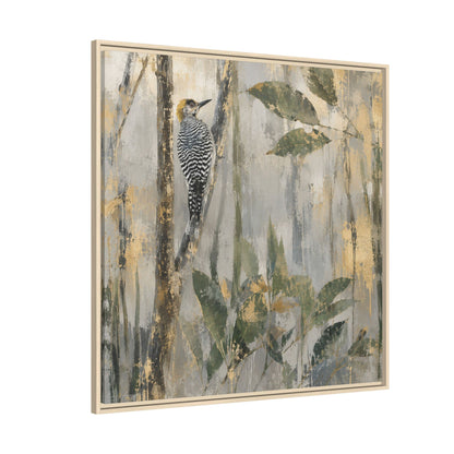 Golden-Cheeked Abstract Framed Canvas Print