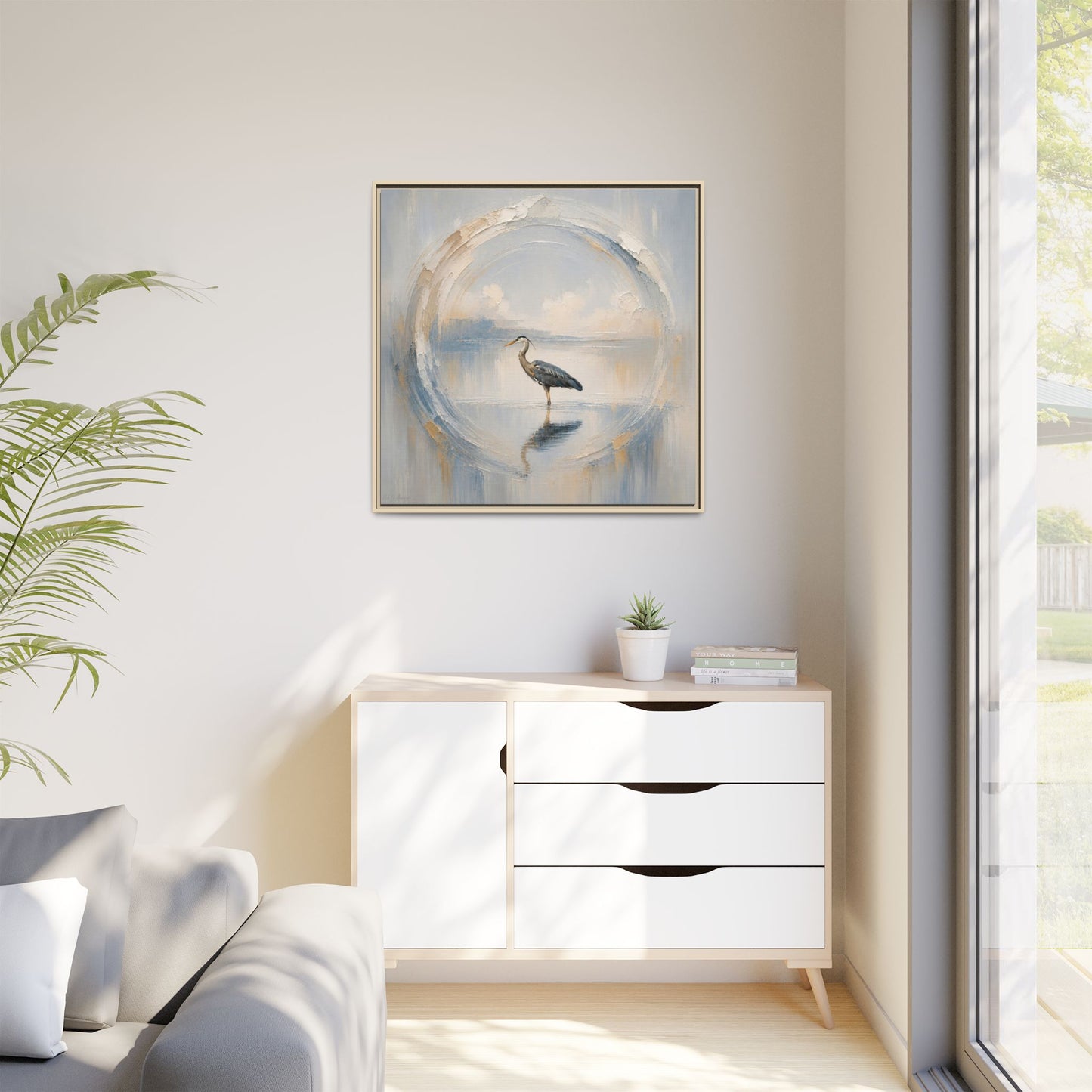 Great Blue Heron Abstract Framed Canvas Print