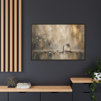 Dove Golden Abstract Framed Canvas Print