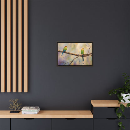 Twin Motmot Abstract Framed Canvas Print