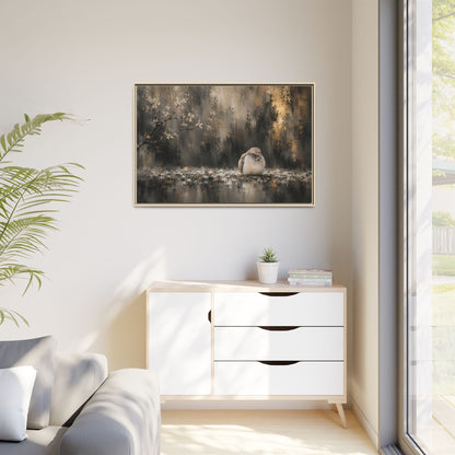 Dove Dark Abstract Framed Canvas Print