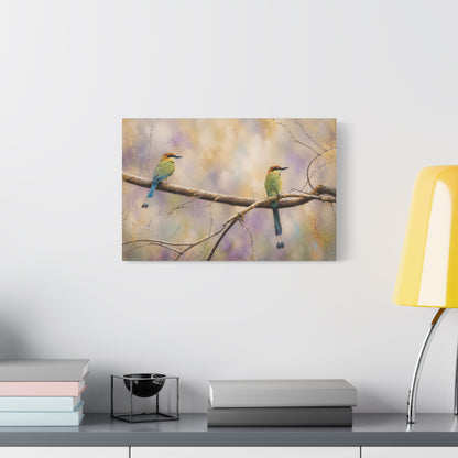 Twin Motmots in Bloom Abstract Canvas Print