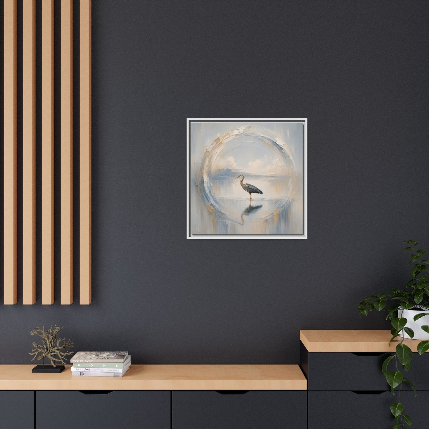 Great Blue Heron Abstract Framed Canvas Print