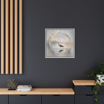 Great Blue Heron Abstract Framed Canvas Print