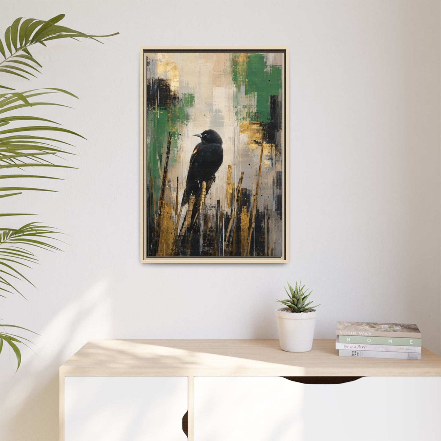 Blackbird Abstract Framed Canvas Print