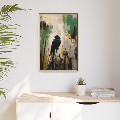 Blackbird Abstract Framed Canvas Print