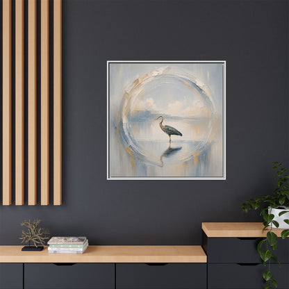 Great Blue Heron Abstract Framed Canvas Print