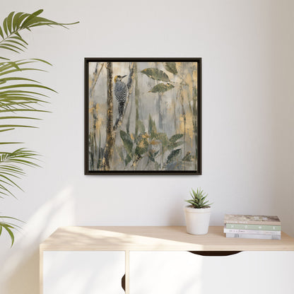 Golden-Cheeked Abstract Framed Canvas Print