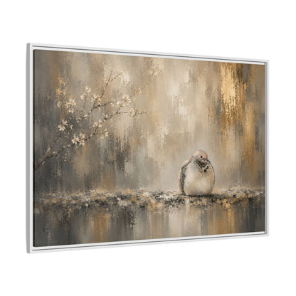 Dove Golden Abstract Framed Canvas Print