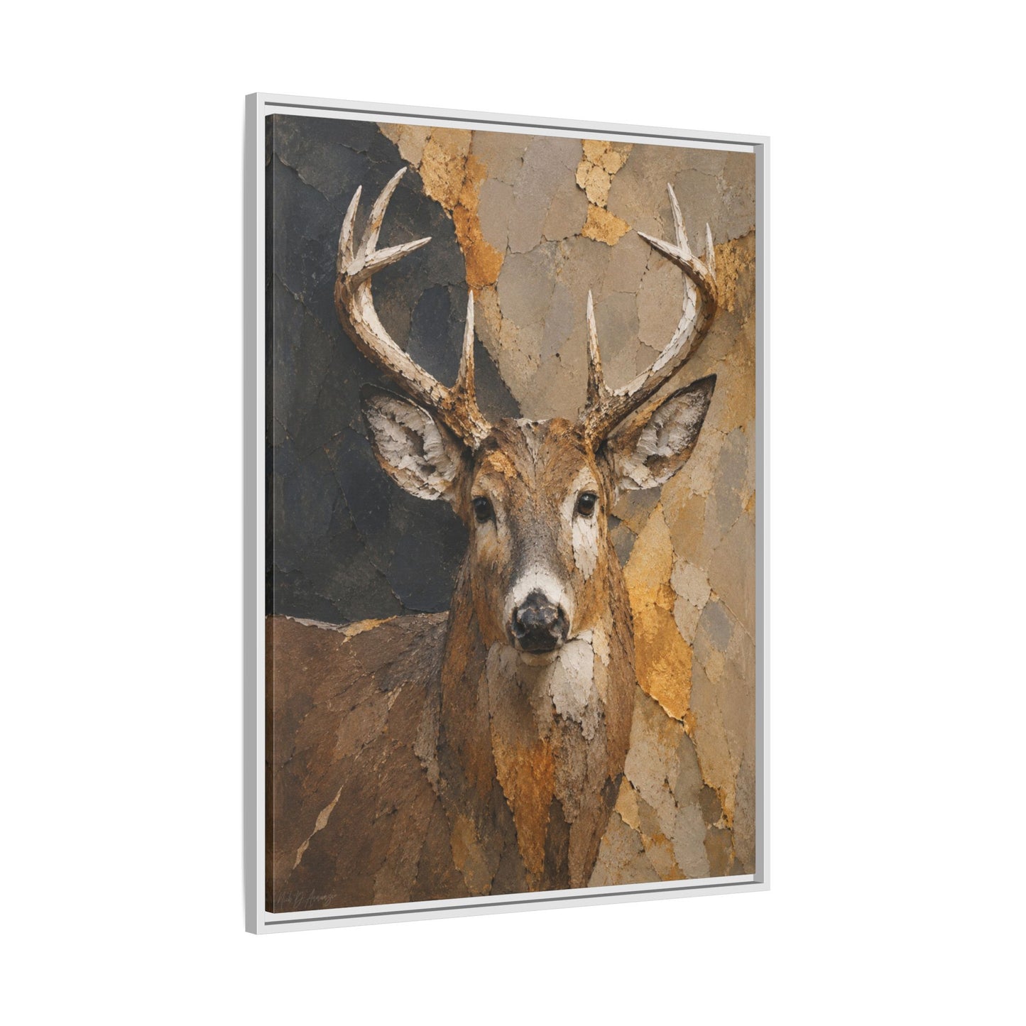 Woodland Buck Abstract Framed Canvas Print