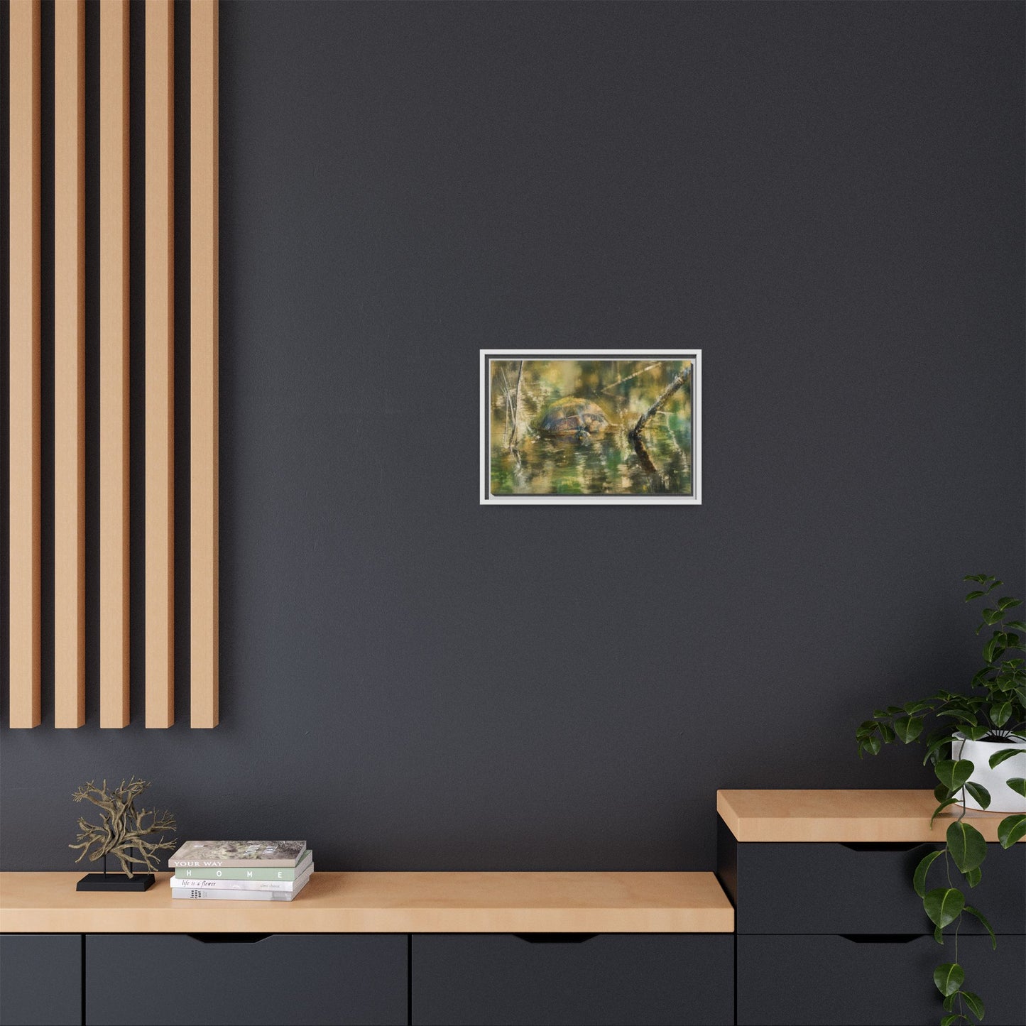 Painted Turtle Light Abstract Framed Canvas Print