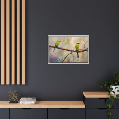 Twin Motmot Abstract Framed Canvas Print
