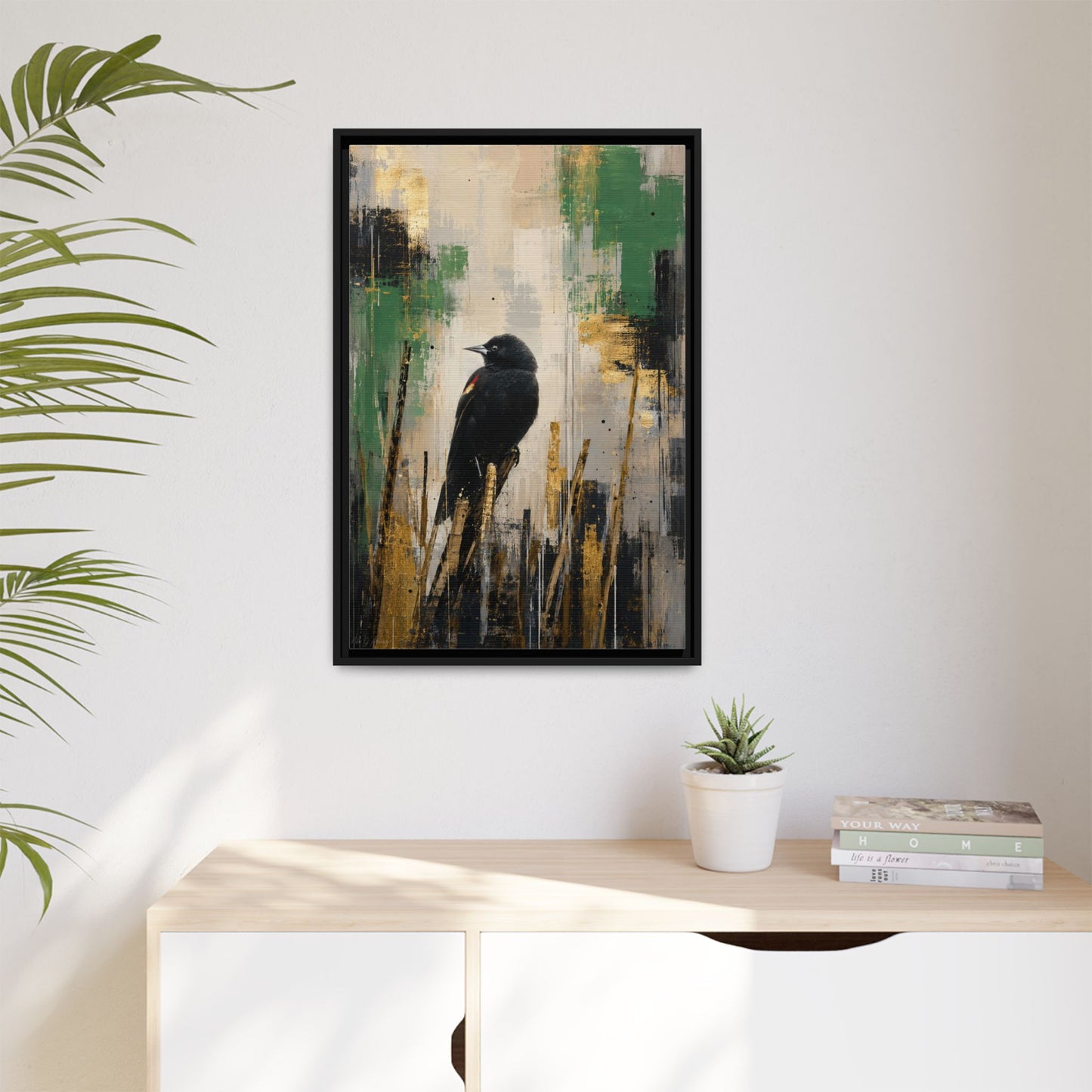 Blackbird Abstract Framed Canvas Print