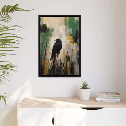 Blackbird Abstract Framed Canvas Print