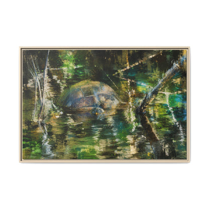 Painted Turtle Abstract Framed Canvas Print