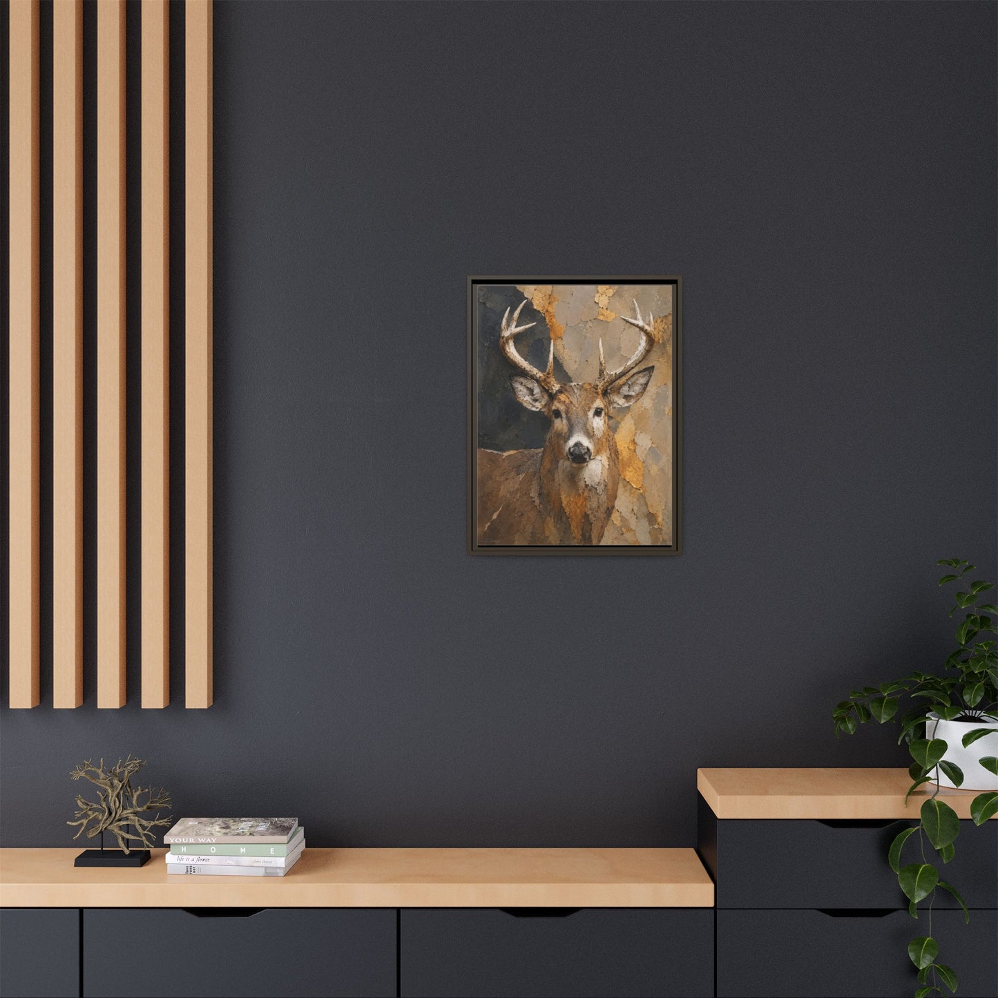Woodland Buck Abstract Framed Canvas Print