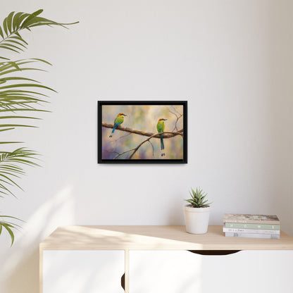 Twin Motmot Abstract Framed Canvas Print