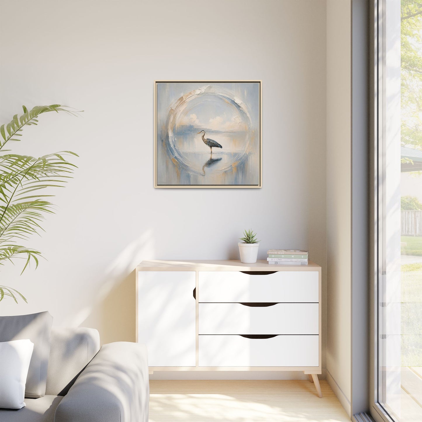 Great Blue Heron Abstract Framed Canvas Print