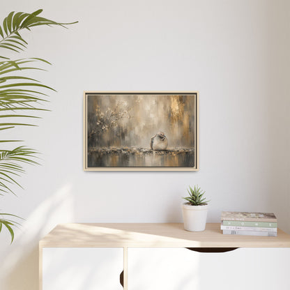 Dove Golden Abstract Framed Canvas Print