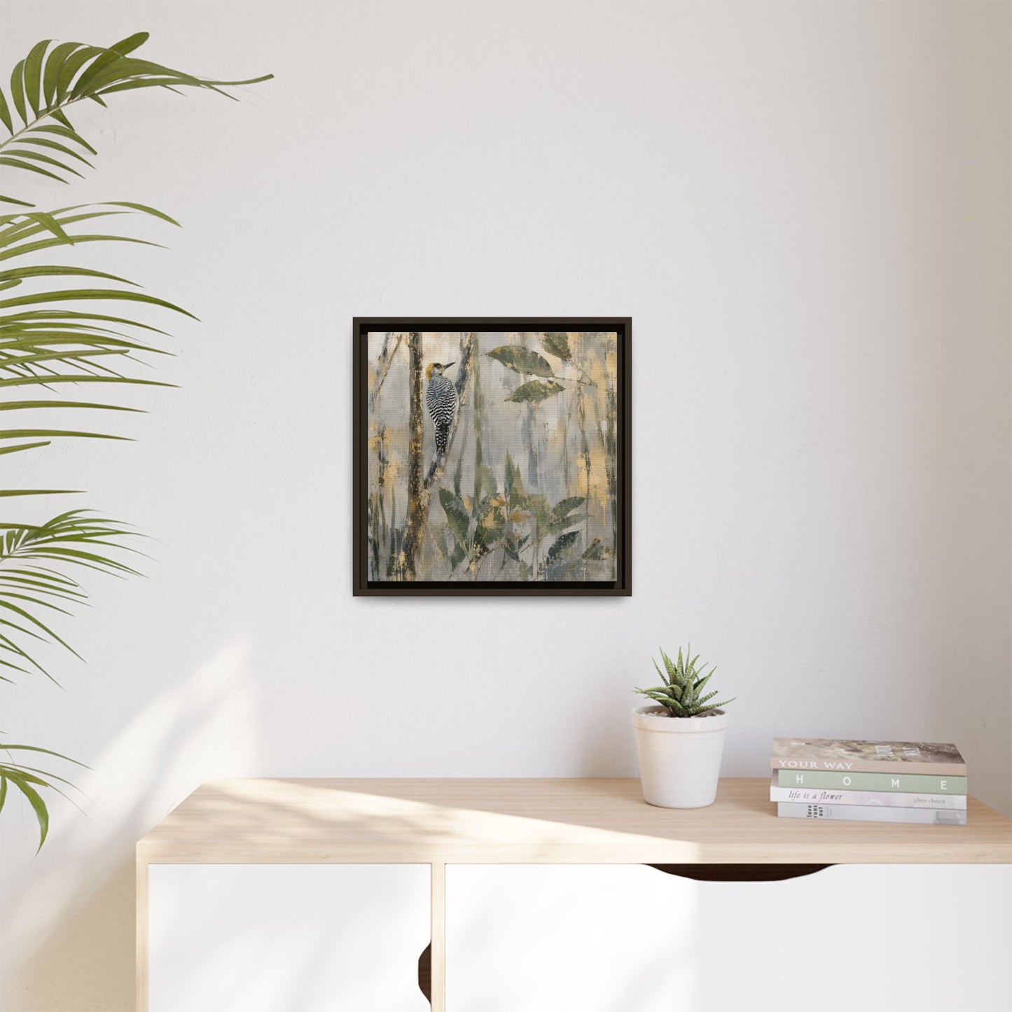 Golden-Cheeked Abstract Framed Canvas Print