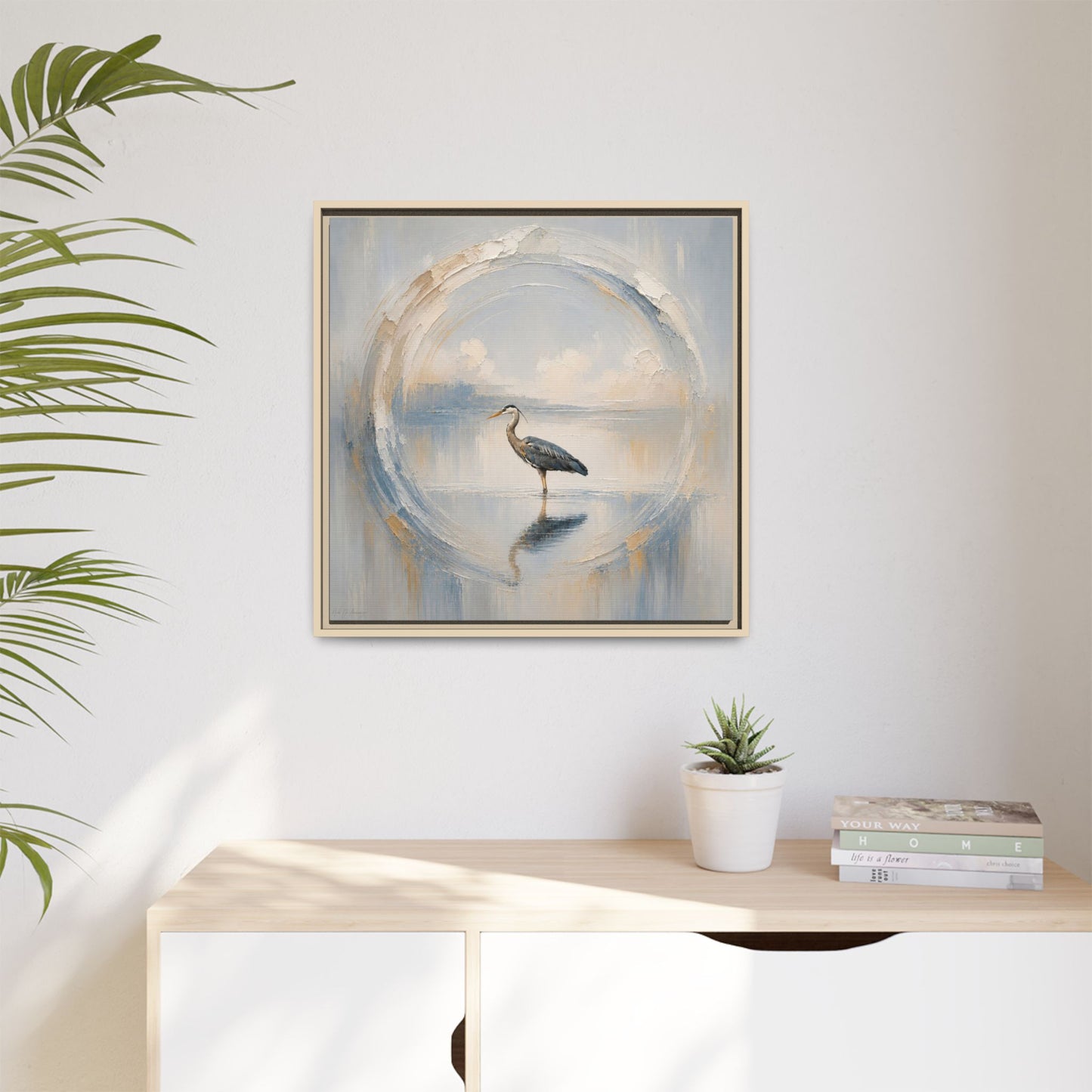Great Blue Heron Abstract Framed Canvas Print