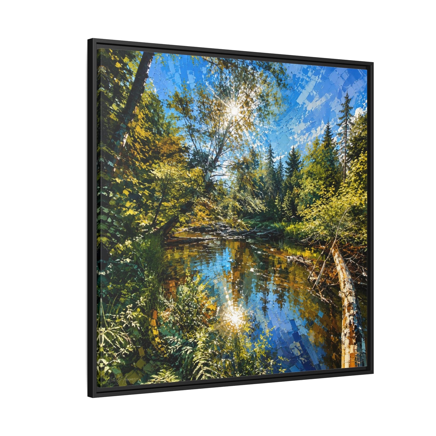Apsley River Abstract Framed Canvas Print