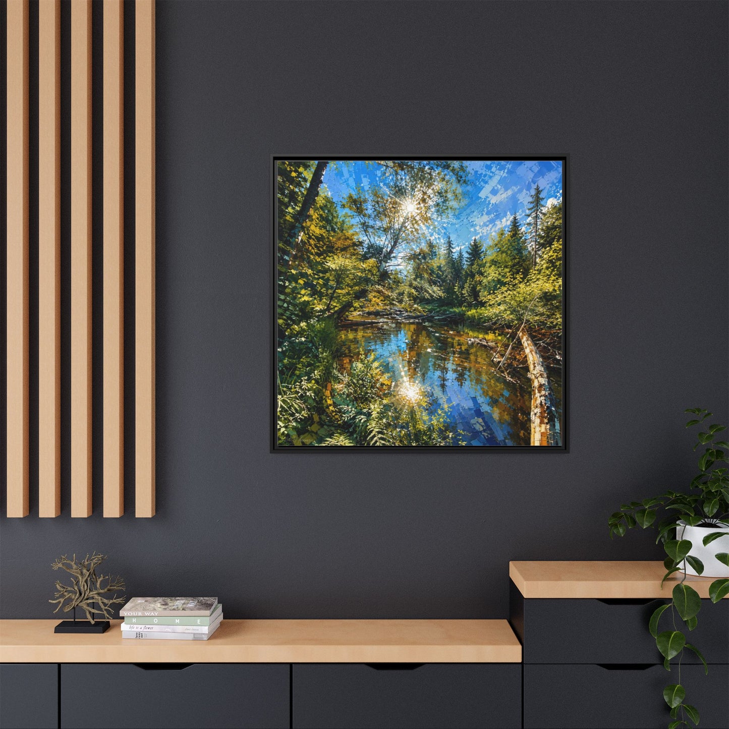 Apsley River Abstract Framed Canvas Print