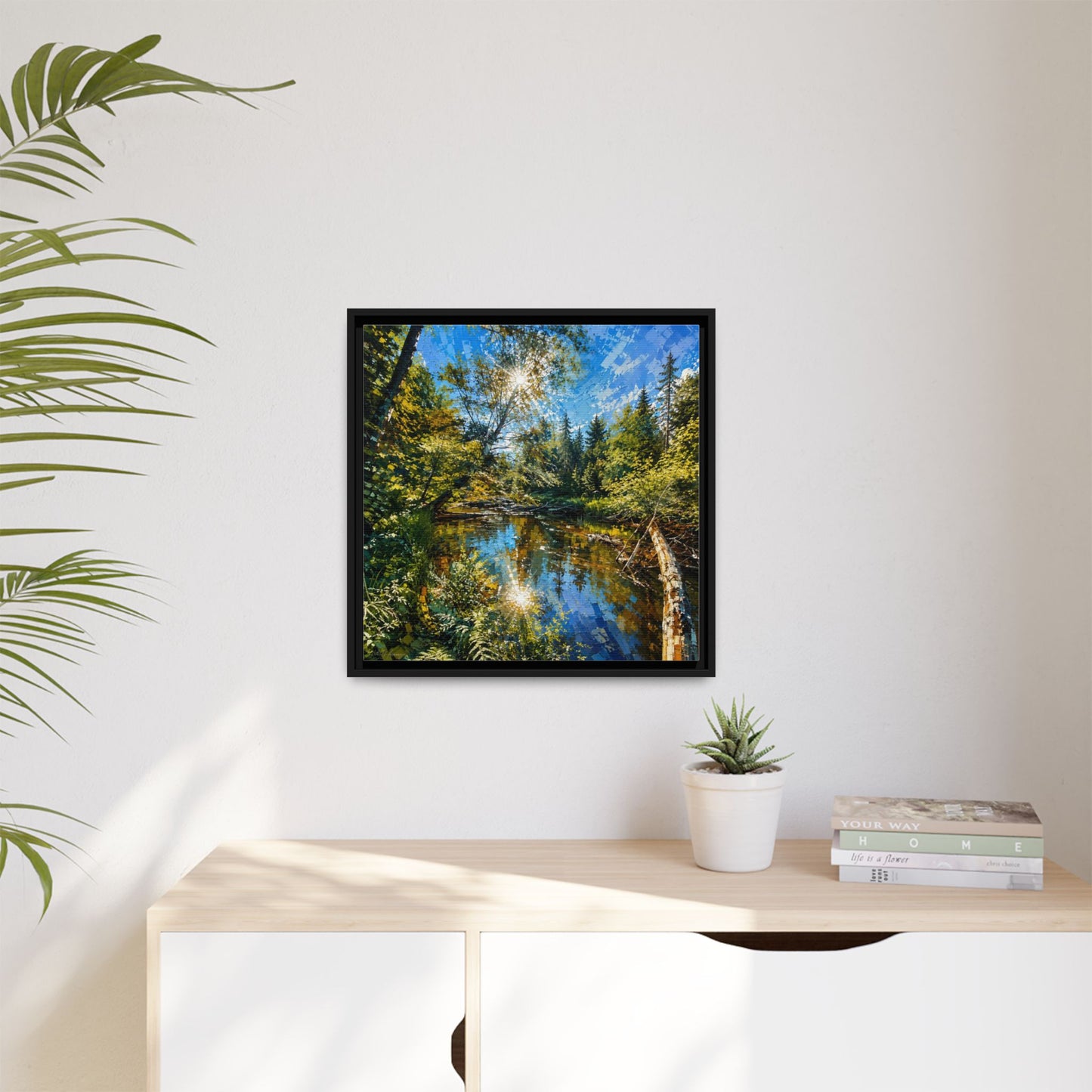 Apsley River Abstract Framed Canvas Print