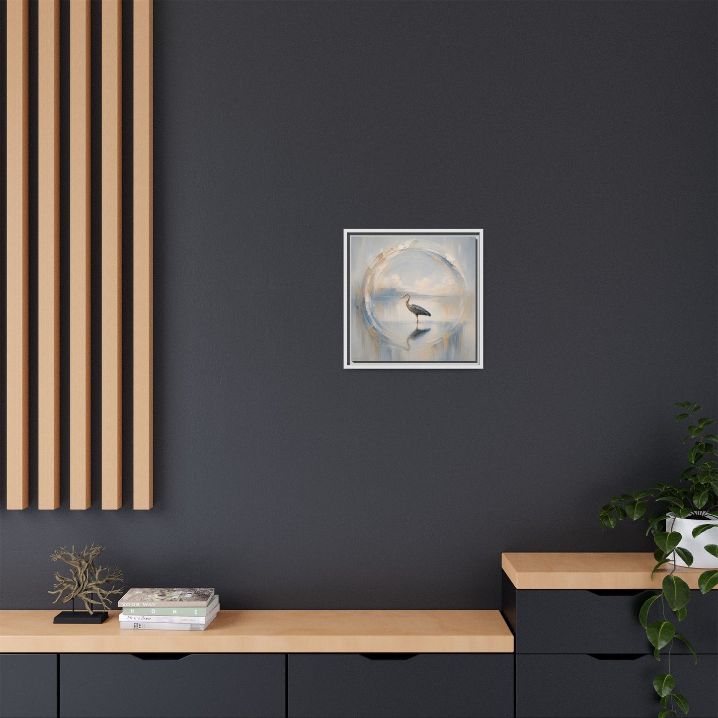 Great Blue Heron Abstract Framed Canvas Print