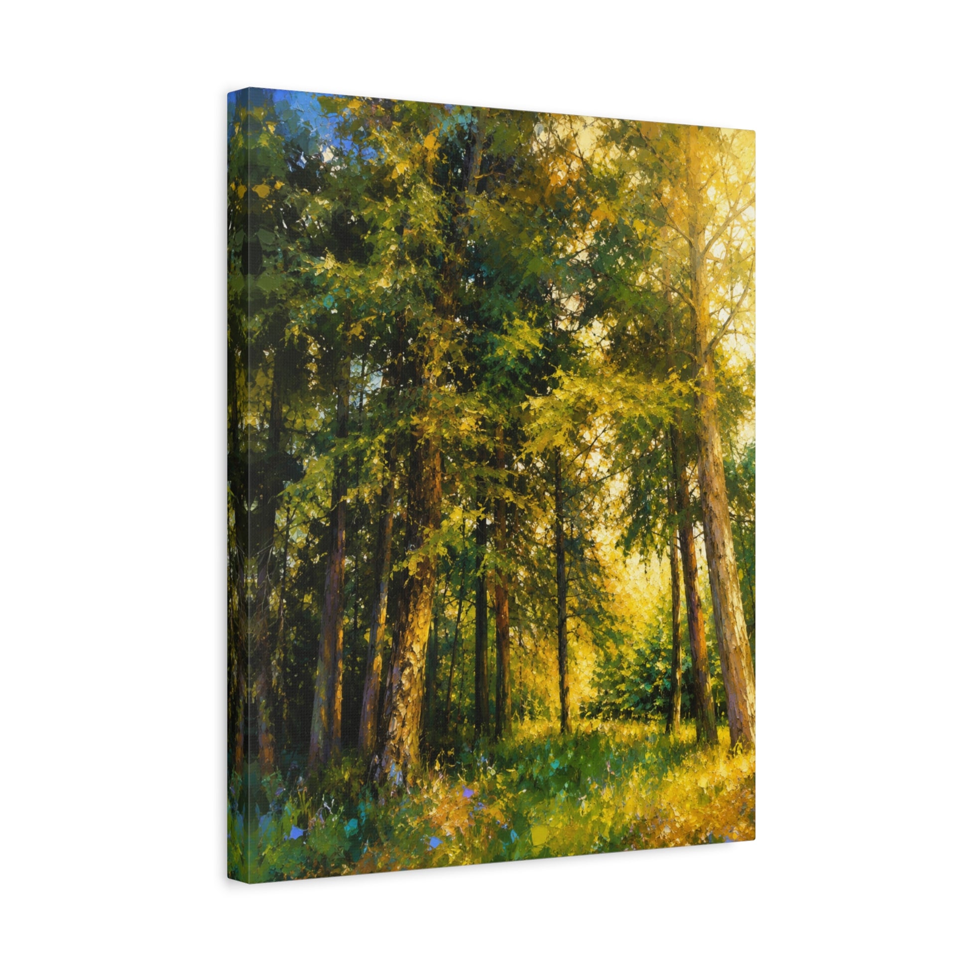 Green and gold abstract Ontario forest canvas wall art by WildLenz