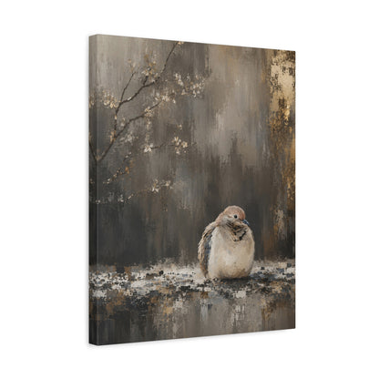 Vertical dark neutral dove canvas wall art by WildLenz