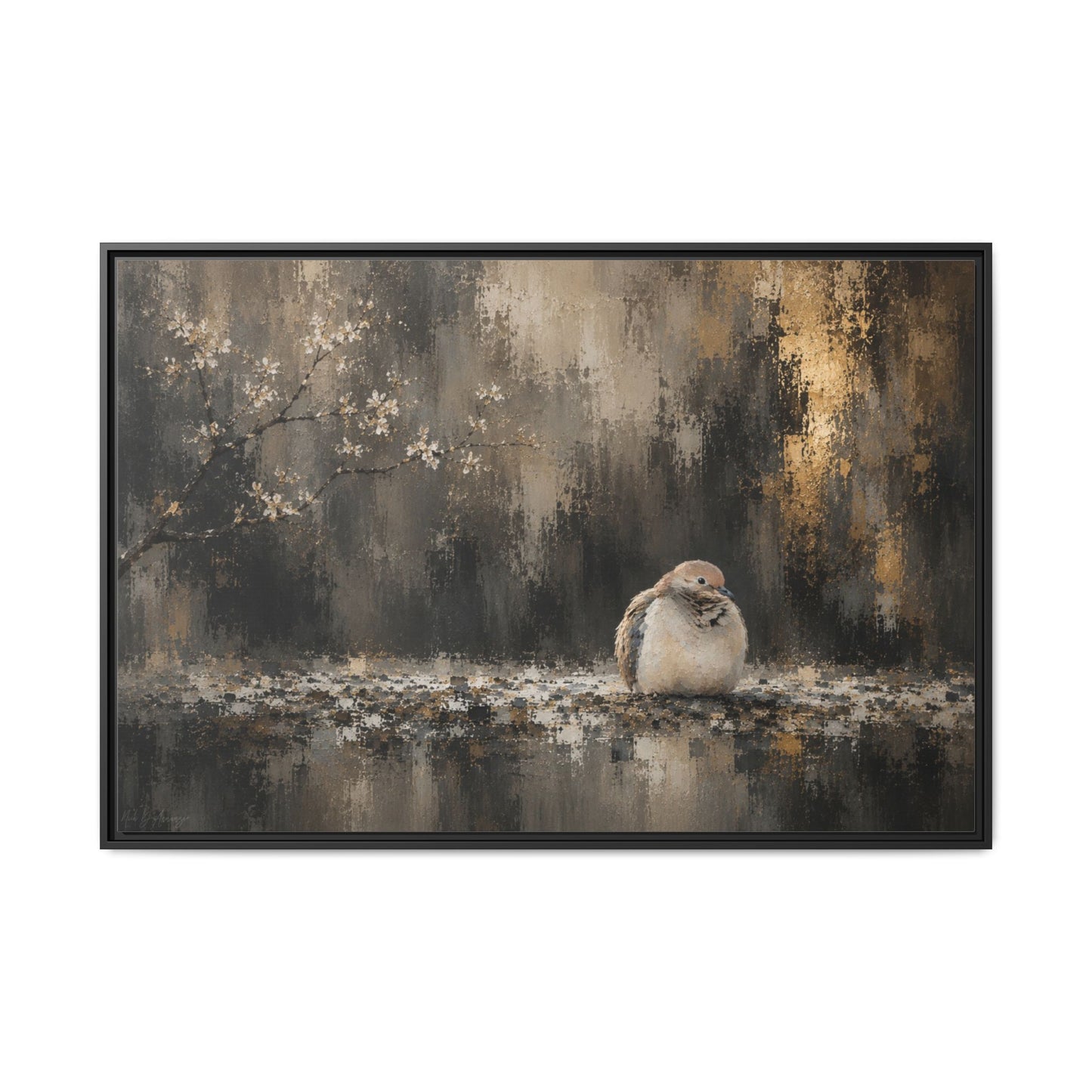 Dove Dark Abstract Framed Canvas Print by WildLenz