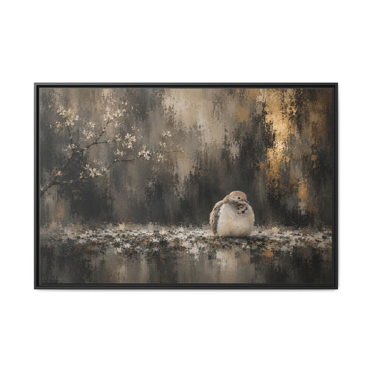 Dove Dark Abstract Framed Canvas Print by WildLenz