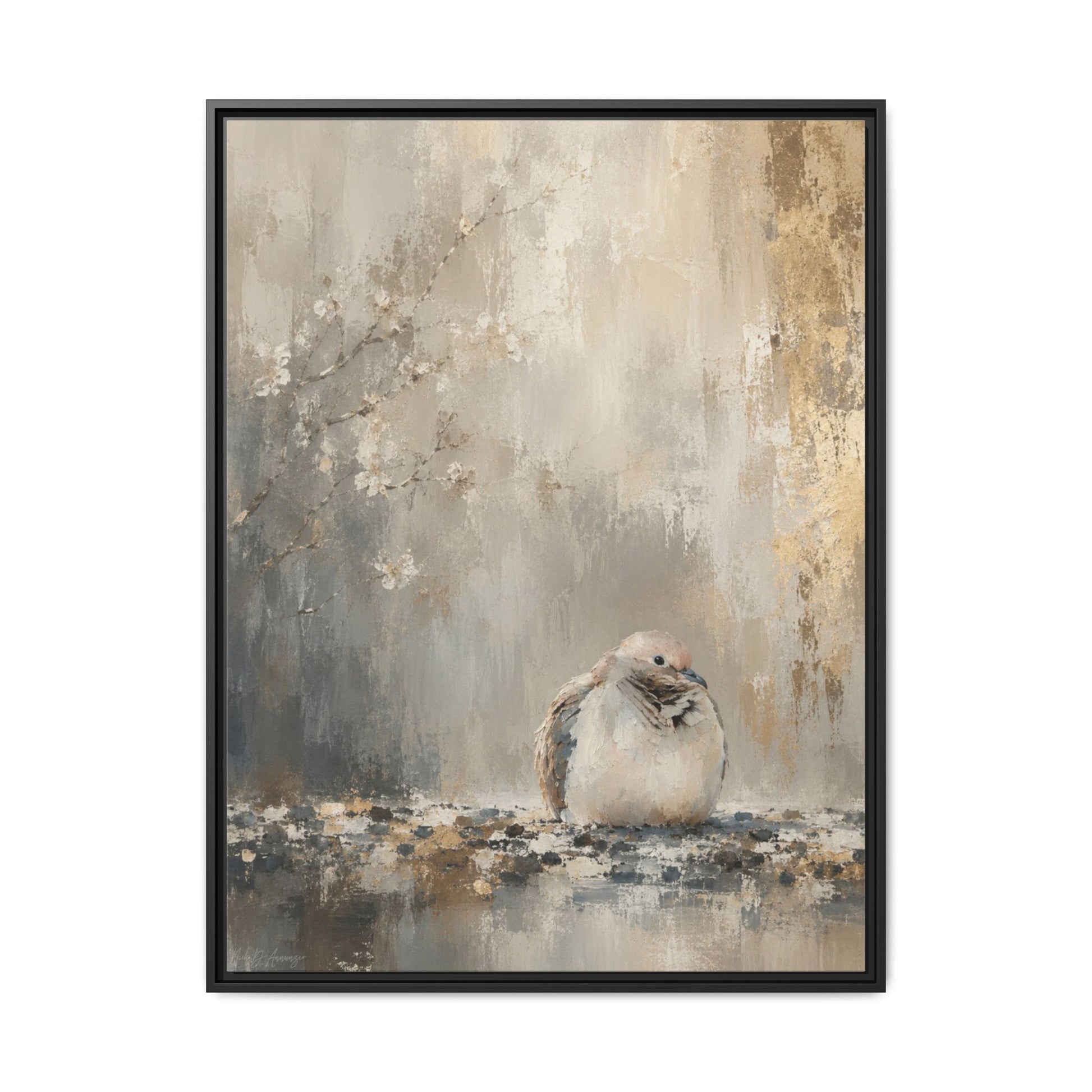 Dove Light Abstract Framed Canvas Print by WildLenz
