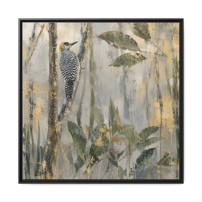 Golden-Cheeked Woodpecker Abstract Framed Canvas Print by WildLenz
