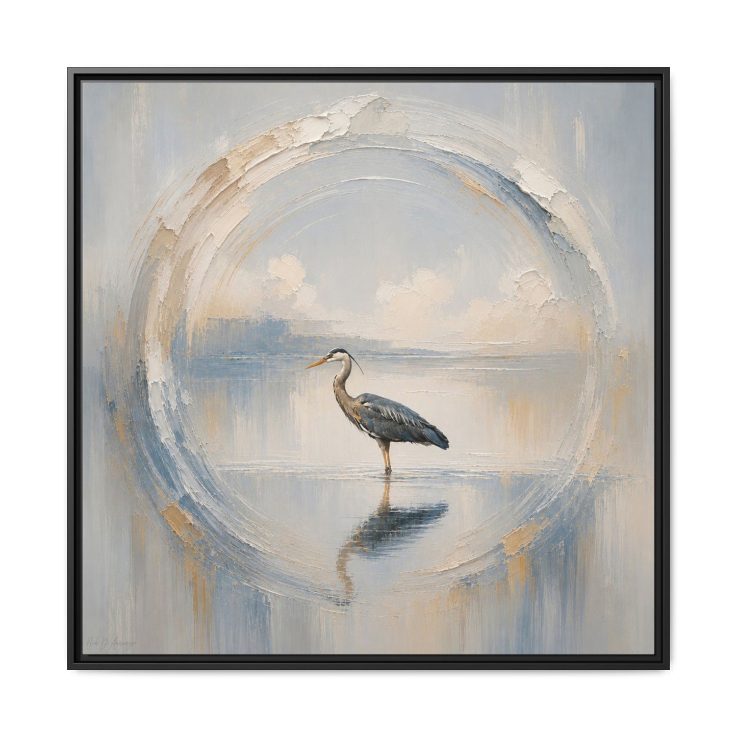 Great Blue Heron Abstract Framed Canvas Print by WildLenz