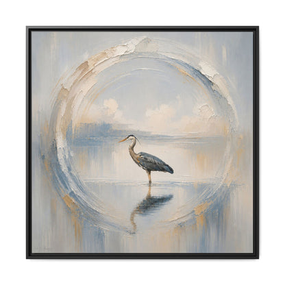 Great Blue Heron Abstract Framed Canvas Print by WildLenz