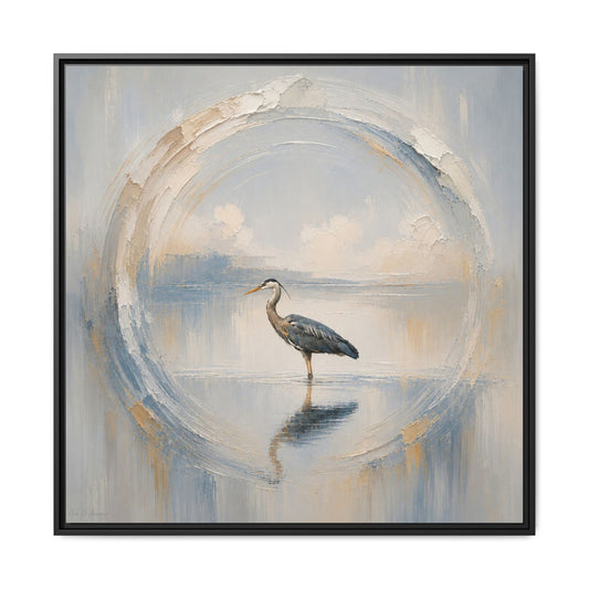 Great Blue Heron Abstract Framed Canvas Print by WildLenz