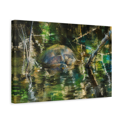 Green abstract turtle canvas wall art by WildLenz