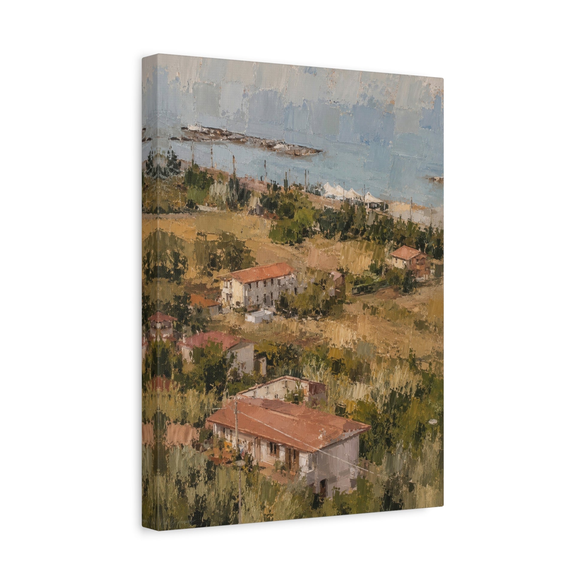 Italian hillside abstract landscape canvas wall art by WildLenz