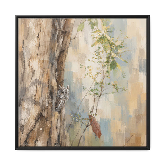 Pacific Screech Owl Abstract Framed Canvas Print by WildLenz