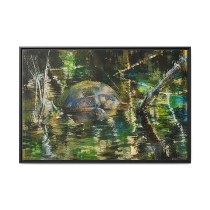 Painted Turtle Abstract Framed Canvas Print by WildLenz