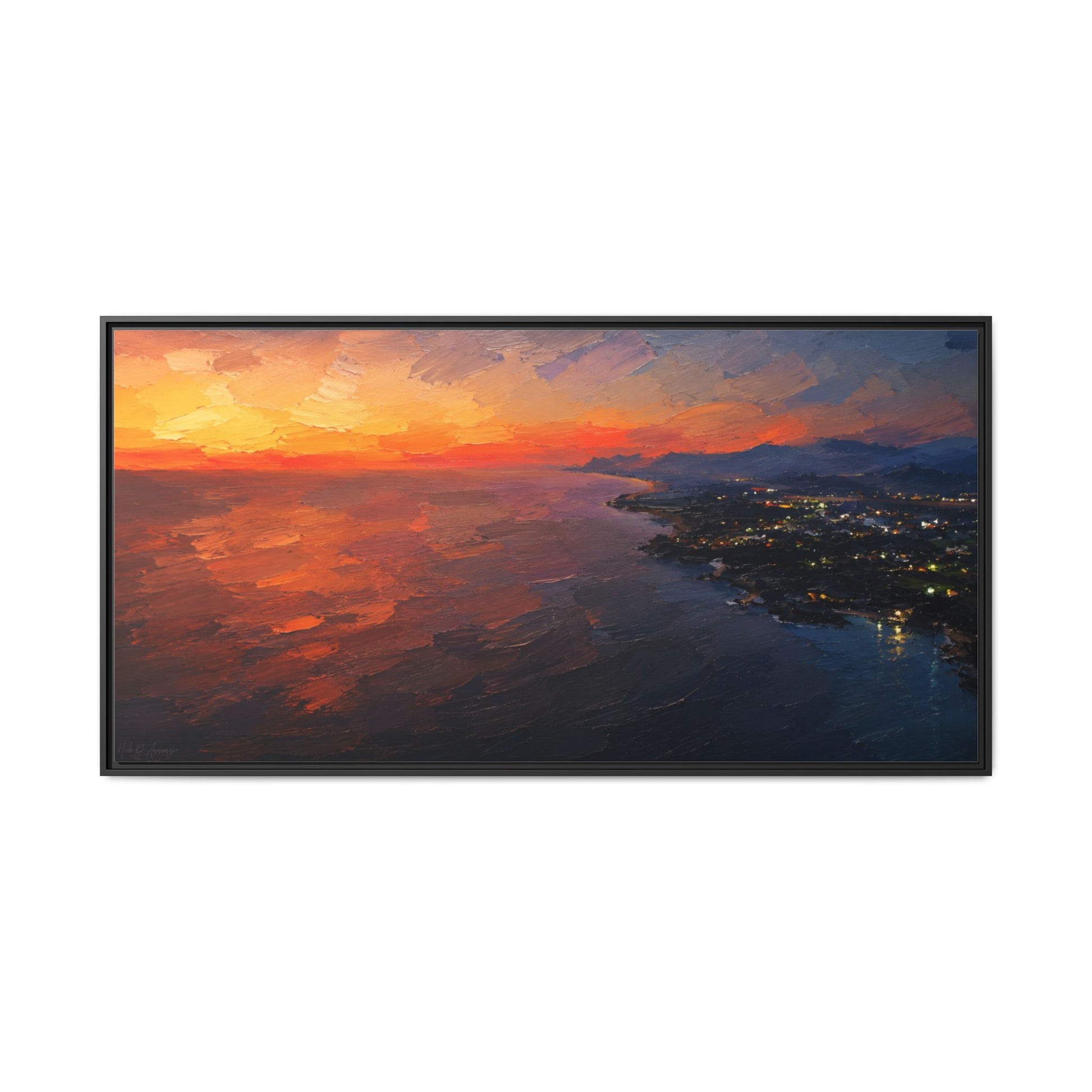 Puerto Escondido Sunset Abstract Framed Canvas Print by WildLenz