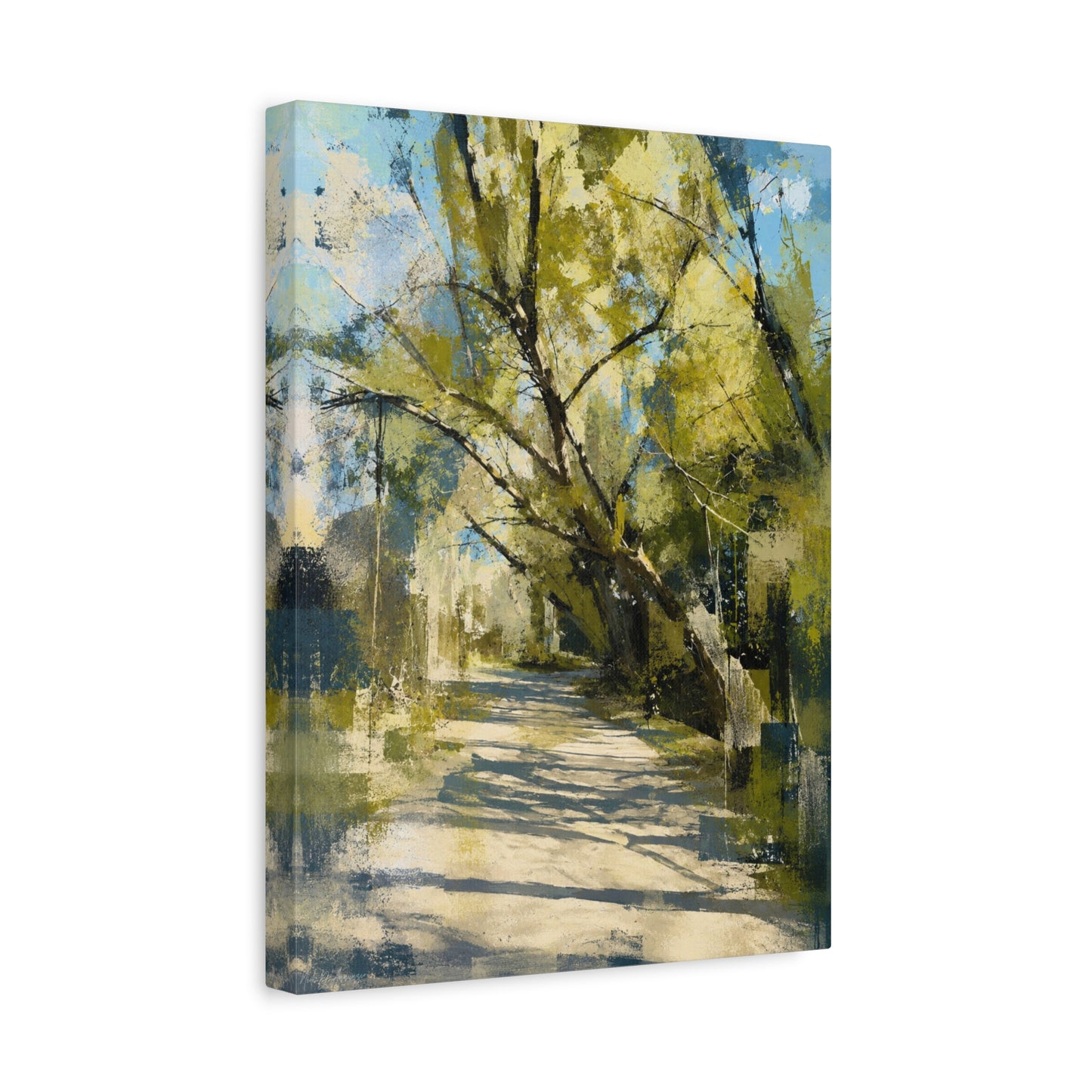 Green abstract Willow Park landscape canvas wall art by WildLenz