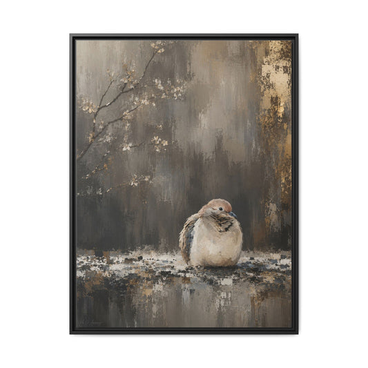 Dove in Shadow Abstract Framed Canvas Print by WildLenz