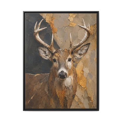 Woodland Buck Abstract Framed Canvas Print by WildLenz